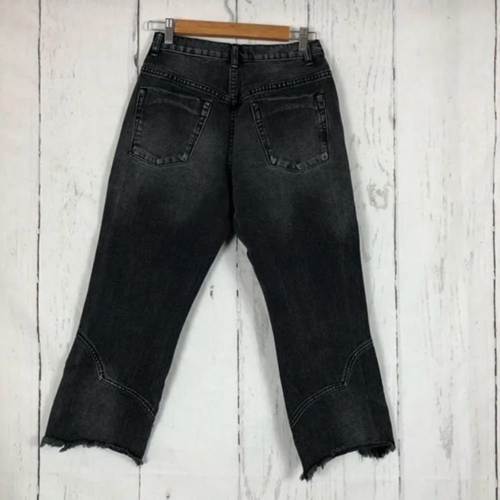 One Teaspoon Kick Flare Crop Raw Frayed Hem Black Oak - Picture 11 of 15